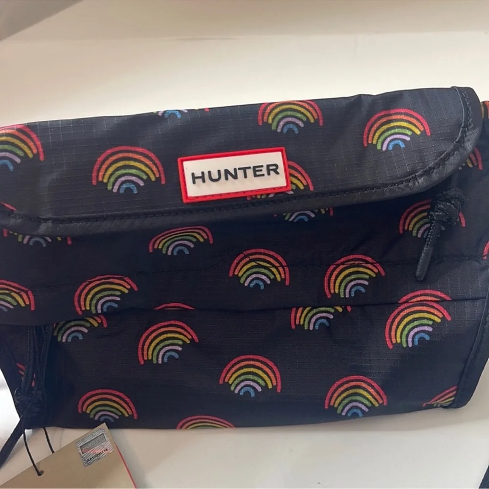 Hunter Original Packable Cross Body Bag Purse. Mini Rainbow Print